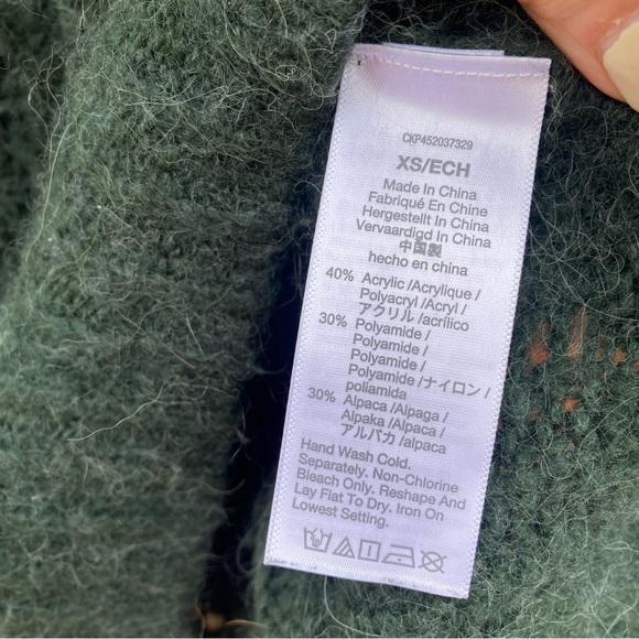 Madewell Charley Sweater | 30% Alpaca | Green | Size XS - Picture 10 of 13